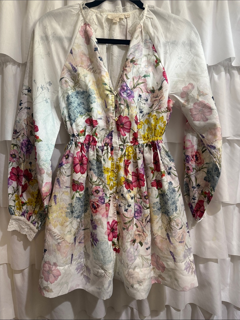Anthropologie Brand- Let Me Be- Floral V-Neck Mini Dress in Multicolor